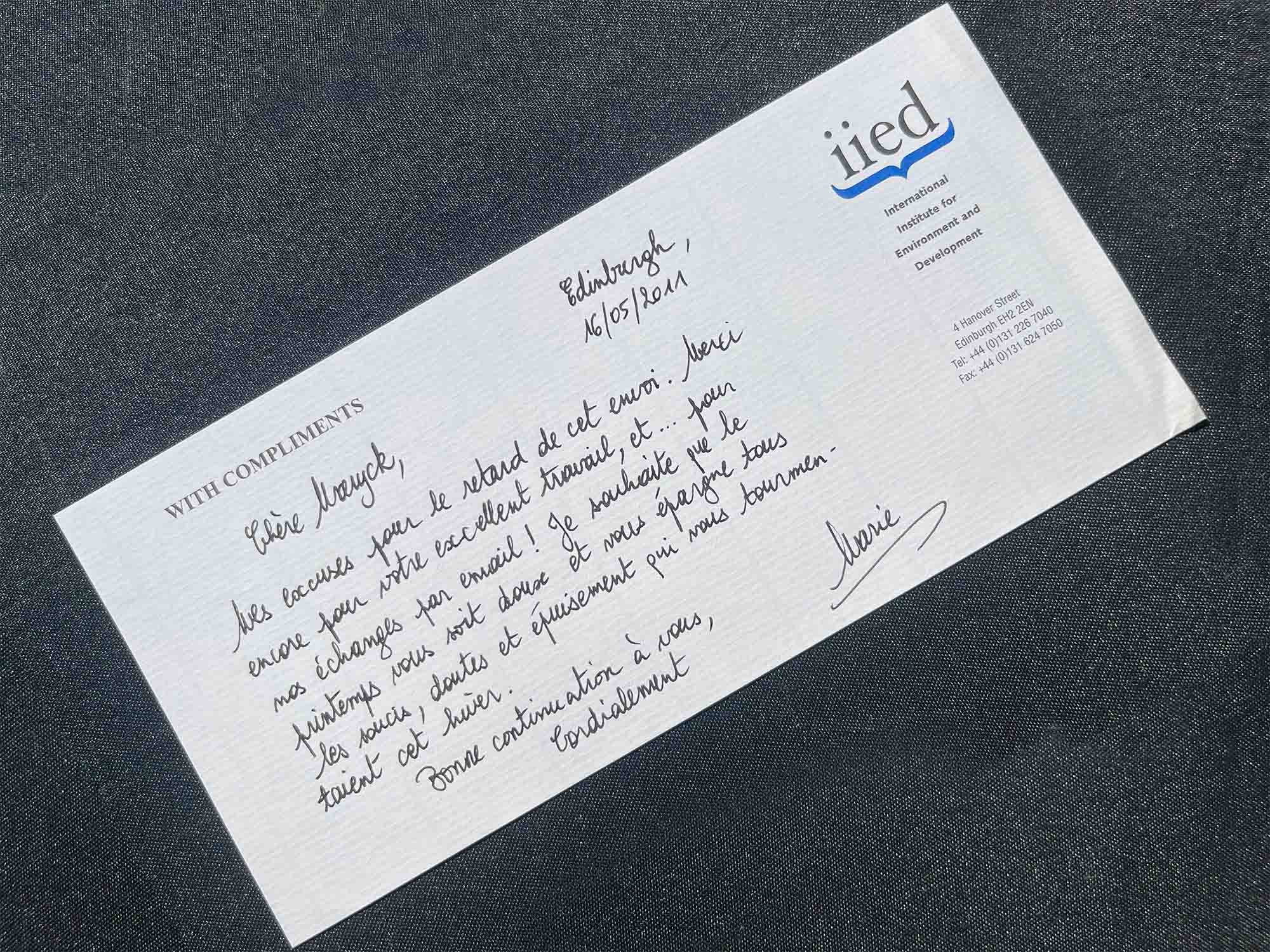 A kind word from Marie at IIED
